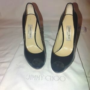 Jimmy Choo peep toe patent leather pumps size 38